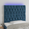Cabeceira cama c/ luzes LED veludo 90x7x118/128cm azul-escuro 1