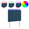 Cabecero con luces LED terciopelo azul oscuro 90x7x118/128 cm 2