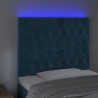 Cabeceira cama c/ luzes LED veludo 90x7x118/128cm azul-escuro 3