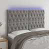 Cabeceira cama c/ luzes LED veludo 160x7x118/128cm cinza-claro 1