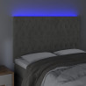 Cabeceira cama c/ luzes LED veludo 160x7x118/128cm cinza-claro 3