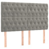 Cabecero con luces LED terciopelo gris claro 160x7x118/128 cm 4