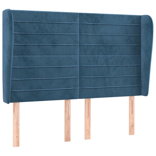 Cabecero con orejas de terciopelo azul oscuro 147x23x118/128 cm M 2