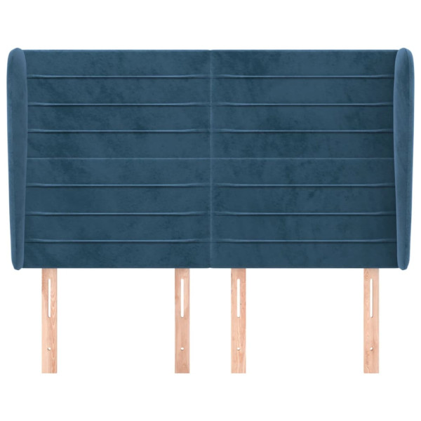 Cabeceira cama c/ abas veludo 147x23x118/128 cm azul-escuro M 3