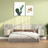 Cabecero de cama y mesitas madera contrachapada gris hormigón 1