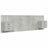 Cabecero de cama y mesitas madera contrachapada gris hormigón 2