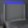 Cabecero con LED cuero sintético blanco 93x16x118/128 cm 4