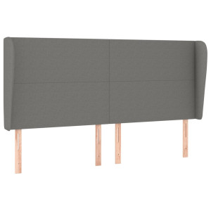 Cabecero con orejas de tela gris oscuro 183x23x118/128 cm H