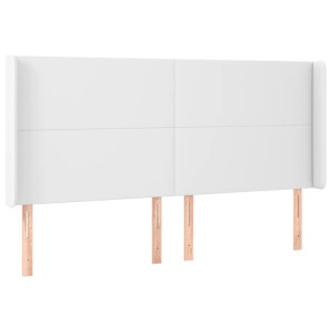 Cabeceira cama c/ abas couro artificial 183x16x118/128cm branco H