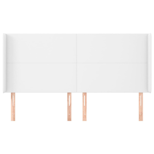 Cabecero con orejas de cuero sintético blanco 183x16x118/128 cm M 3