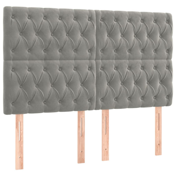 Cabeceira de cama 4 pcs tecido 80x7x78/88 cm cinzento-claro M 2