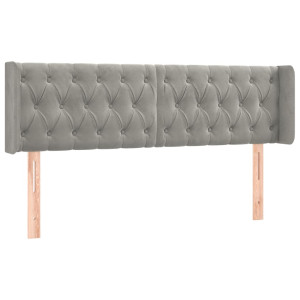 Cabecero de terciopelo gris claro 163x16x78/88 cm H