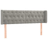 Cabeceira de cama c/ abas veludo 147x16x78/88 cm cinzento-claro 2