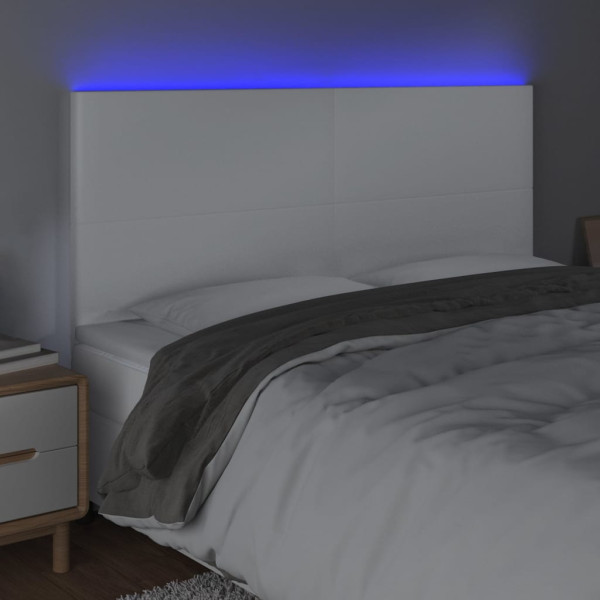 Cabecero con luces LED cuero sintético blanco 180x5x118/128 cm M 3