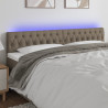 Cabeceira cama luzes LED tecido 180x7x78/88cm cinza-acastanhado 1