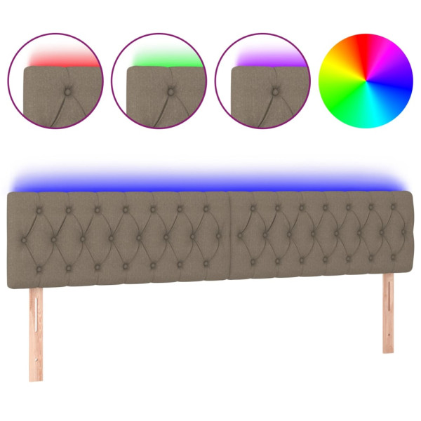 Cabecero con LED de tela gris taupe 180x7x78/88 cm M 2