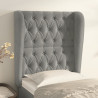 Cabecero con orejas de terciopelo gris claro 83x23x118/128 cm 1
