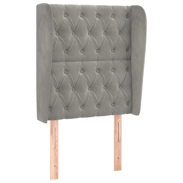 Cabecero con orejas de terciopelo gris claro 83x23x118/128 cm M 2