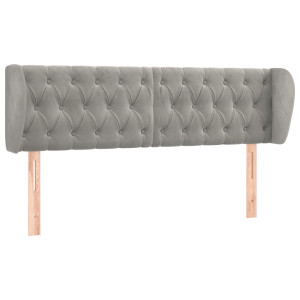 Cabeceira de cama c/ abas veludo 163x23x78/88 cm cinzento-claro H