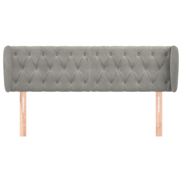 Cabeceira de cama c/ abas veludo 163x23x78/88 cm cinzento-claro M 3