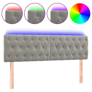 Cabecero con LED de terciopelo gris claro 160x7x78/88 cm H