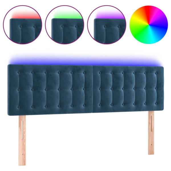 Cabecero con LED de terciopelo marrón oscuro 144x5x78/88 cm M 2
