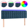 Cabeceira de cama c/ luzes LED veludo 144x5x78/88cm azul-escuro 2