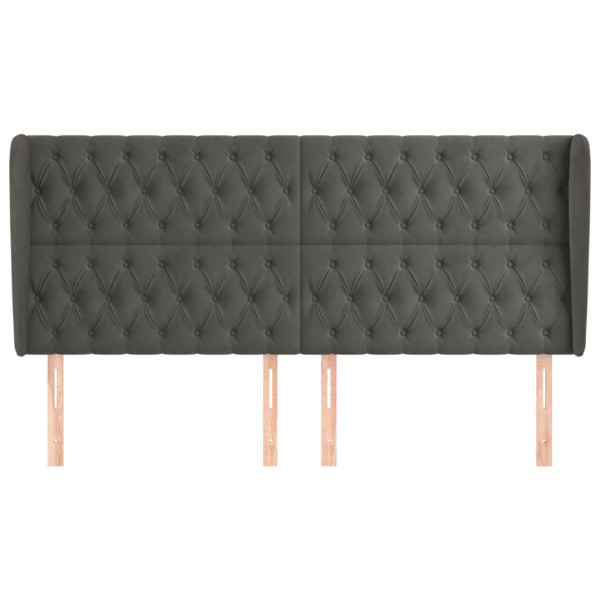 Cabeceira cama c/ abas veludo 183x23x118/128 cm cinzento-escuro M 3
