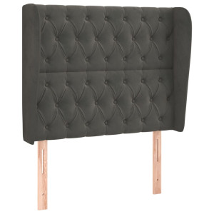 Cabeceira cama c/ abas veludo 93x23x118/128 cm cinzento-escuro H