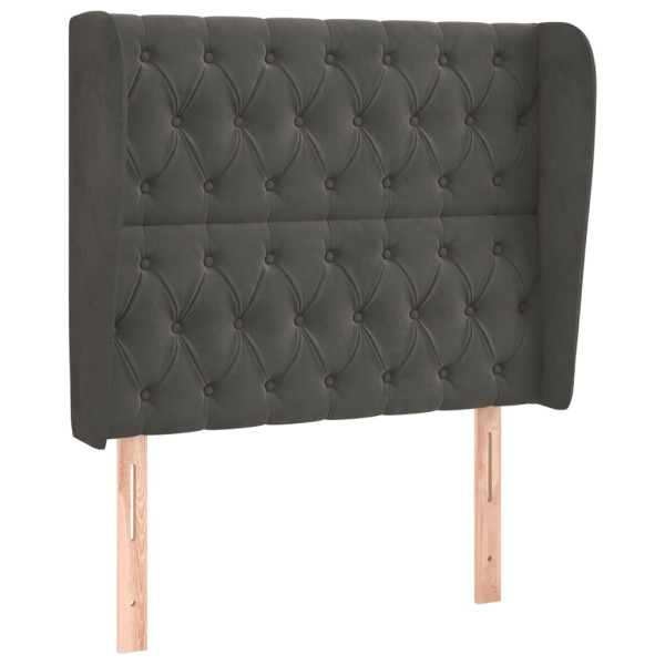 Cabeceira cama c/ abas veludo 93x23x118/128 cm cinzento-escuro M 2