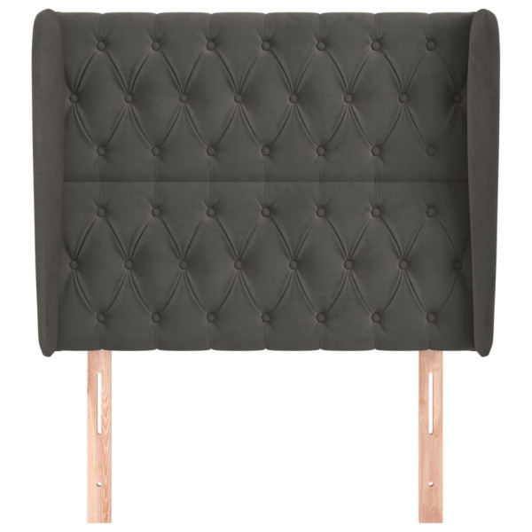 Cabeceira cama c/ abas veludo 93x23x118/128 cm cinzento-escuro M 3