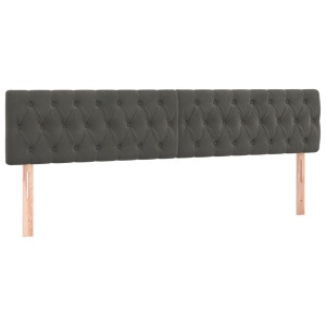 Cabeceros 2 unidades de terciopelo gris oscuro 90x7x78/88 cm H