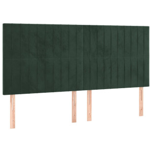 Cabeceira de cama 4 pcs veludo 80x5x78/88 cm verde-escuro H