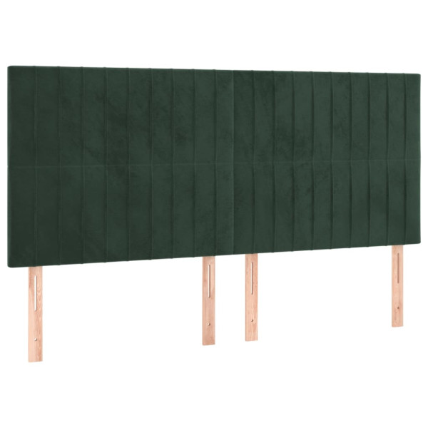 Cabeceros 4 unidades de terciopelo verde oscuro 80x5x78/88 cm M 2