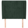 Cabeceira de cama c/ abas veludo 83x23x118/128 cm verde-escuro 3
