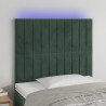 Cabeceira de cama c/ LED veludo 80x5x118/128 cm verde-escuro 1