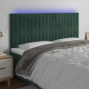 Cabecero con luces LED terciopelo verde oscuro 160x5x118/128 cm 1