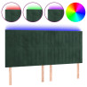 Cabecero con luces LED terciopelo verde oscuro 160x5x118/128 cm 2
