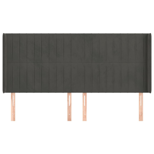 Cabeceira cama c/ abas veludo 183x16x118/128 cm cinzento-escuro M 3