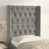 Cabecero con orejas de terciopelo gris claro 83x16x118/128 cm 1