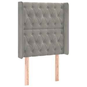 Cabecero con orejas de terciopelo gris claro 83x16x118/128 cm H