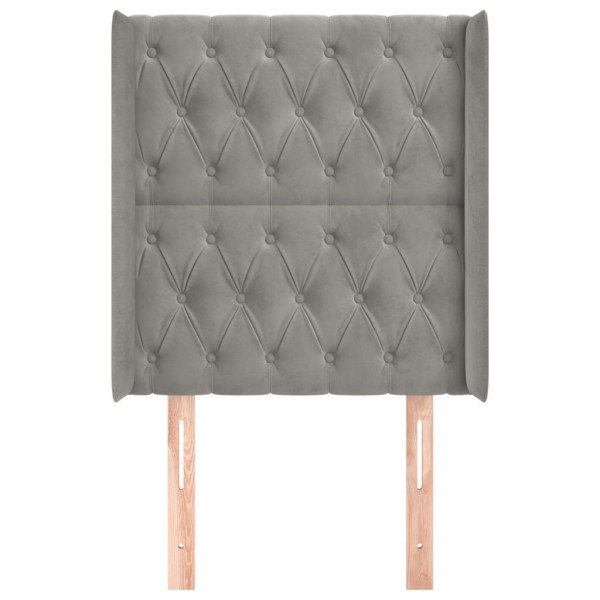 Cabecero con orejas de terciopelo gris claro 83x16x118/128 cm M 3