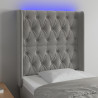 Cabecero con LED de terciopelo gris claro 83x16x118/128 cm 1