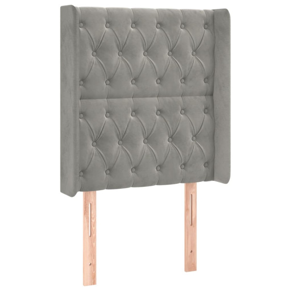 Cabeceira cama c/ luzes LED veludo 83x16x118/128 cm cinza-claro M 3
