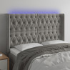 Cabecero con LED de terciopelo gris claro 163x16x118/128 cm 1