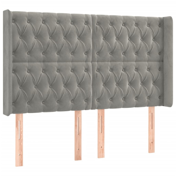 Cabeceira cama c/ luzes LED veludo 163x16x118/128cm cinza-claro M 3