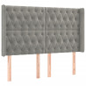 Cabecero con LED de terciopelo gris claro 163x16x118/128 cm 3