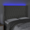 Cabecero con LED de terciopelo gris claro 163x16x118/128 cm 4