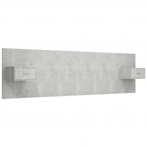 Cabecero de cama y mesitas madera contrachapada gris hormigón H