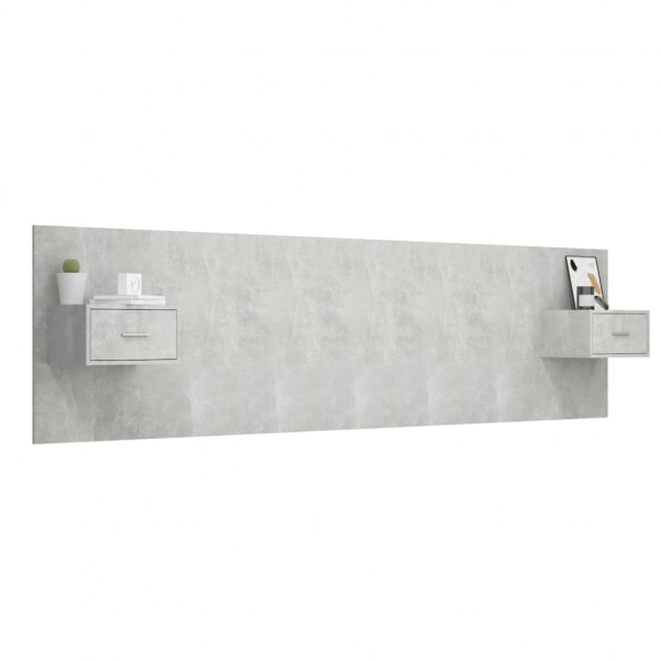 Cabecero de cama y mesitas madera contrachapada gris hormigón M 3